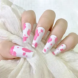 Cor-de-rosa de prensa em unhas, elegante, clássico, natural, olhador privado, imprensa em unhas, pré design de unhas falsas