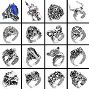 Anillos Vintage Punk de Aleación con Calavera de Demonio y Serpiente, Estilo Gótico Biker, Ajustables para Hombre con Esqueleto, Calavera, Ojo del Diablo y <span class=keywords><strong>Garra</strong></span> de Dragón Chino - Product Image 6