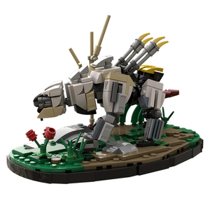 Funbuild Saber-Toothed <strong>Cat</strong> Machine Model Building Block MOC-115168 Horizon Sawtooth with Stand Game Robot Toy Block Bricks - Product Image 5