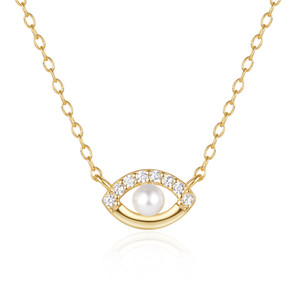 Collar CANNER de Plata de Ley 925 con Perla Clásica y Ojo de Diablo, Joyería Brillante con Circonitas, Collar de Oro de 18k para Mujer - Product Image 1