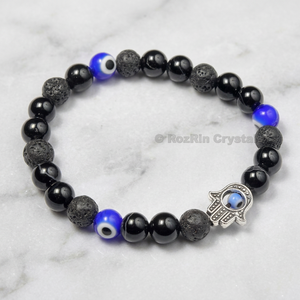 Pendentif d'amour sculpté en obsidienne noire de haute qualité avec motif œil de Hamsa - Objet de collection artistique - Product Image 2