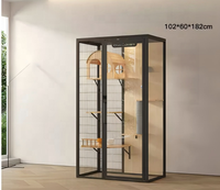 USMILEPET Villa pour chat en bois, cage panoramique en verre, maison pour chat DIY, enclos pour chat transparent, robuste, luxueux, pour intérieur