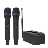 Sistema de Micrófono Inalámbrico Digital UHF Profesional para Karaoke y Conferencias con Base de Carga, Cancelación de Ruido y 100 Canales