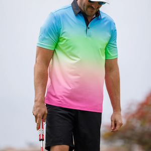 Maillot de sport personnalisé avec logo et motif intégral, séchage rapide, protection UPF 50+, en polyester et élasthanne, ajusté pour le golf et les t-shirts - Product Image 1