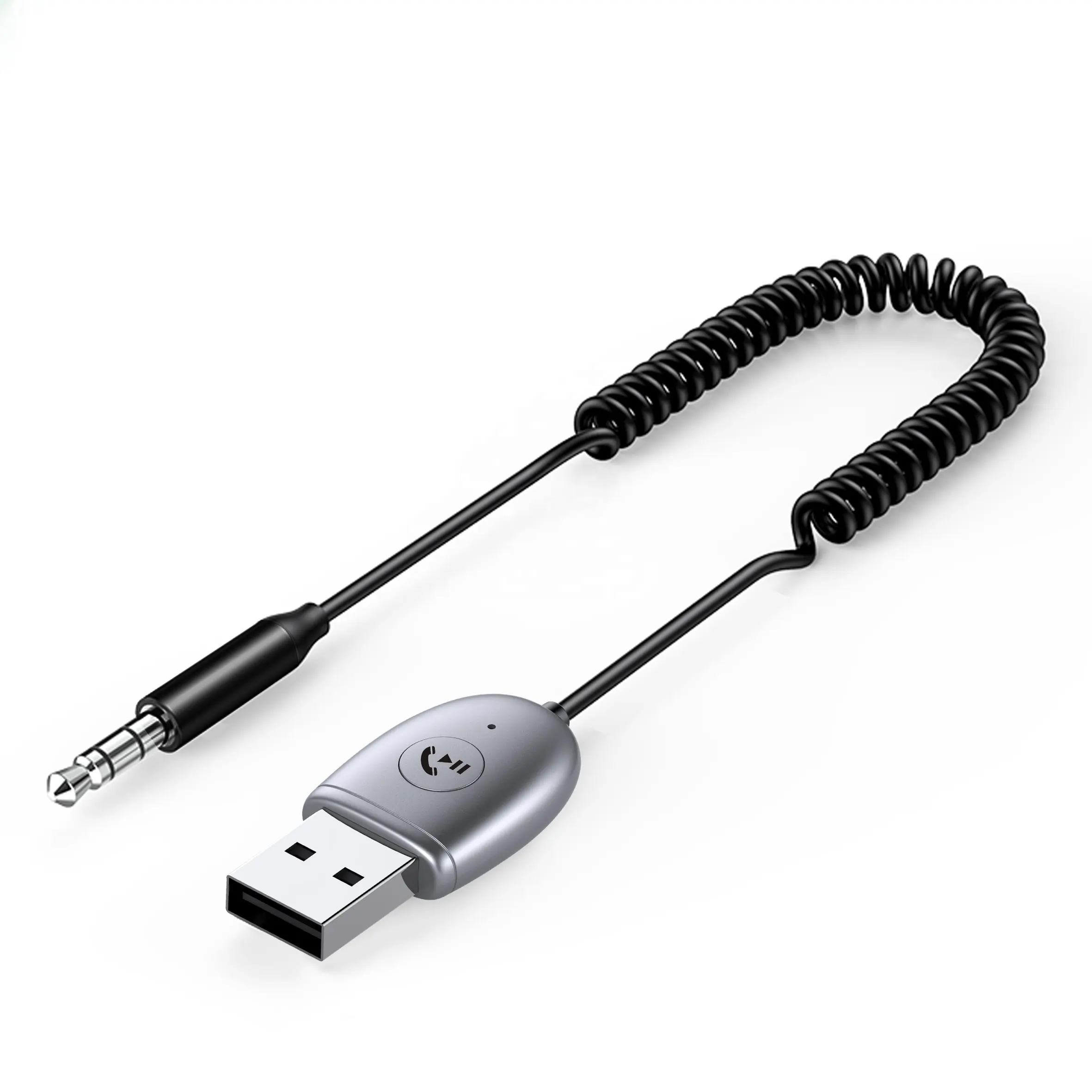 Agetunr J34 Bt 5.0 Dongle Audio Ontvanger Usb Uitschuifbare 1.5M Universele Ontvanger 3.5Mm Jack Draadloze Bluetooth Handsfree Auto kits