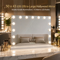 Specchio Hollywood Smart Bluetooth con 15 Lampadine Dimmerabili, Specchio Professionale per Trucco con Altoparlanti Bluetooth per Camera da Letto