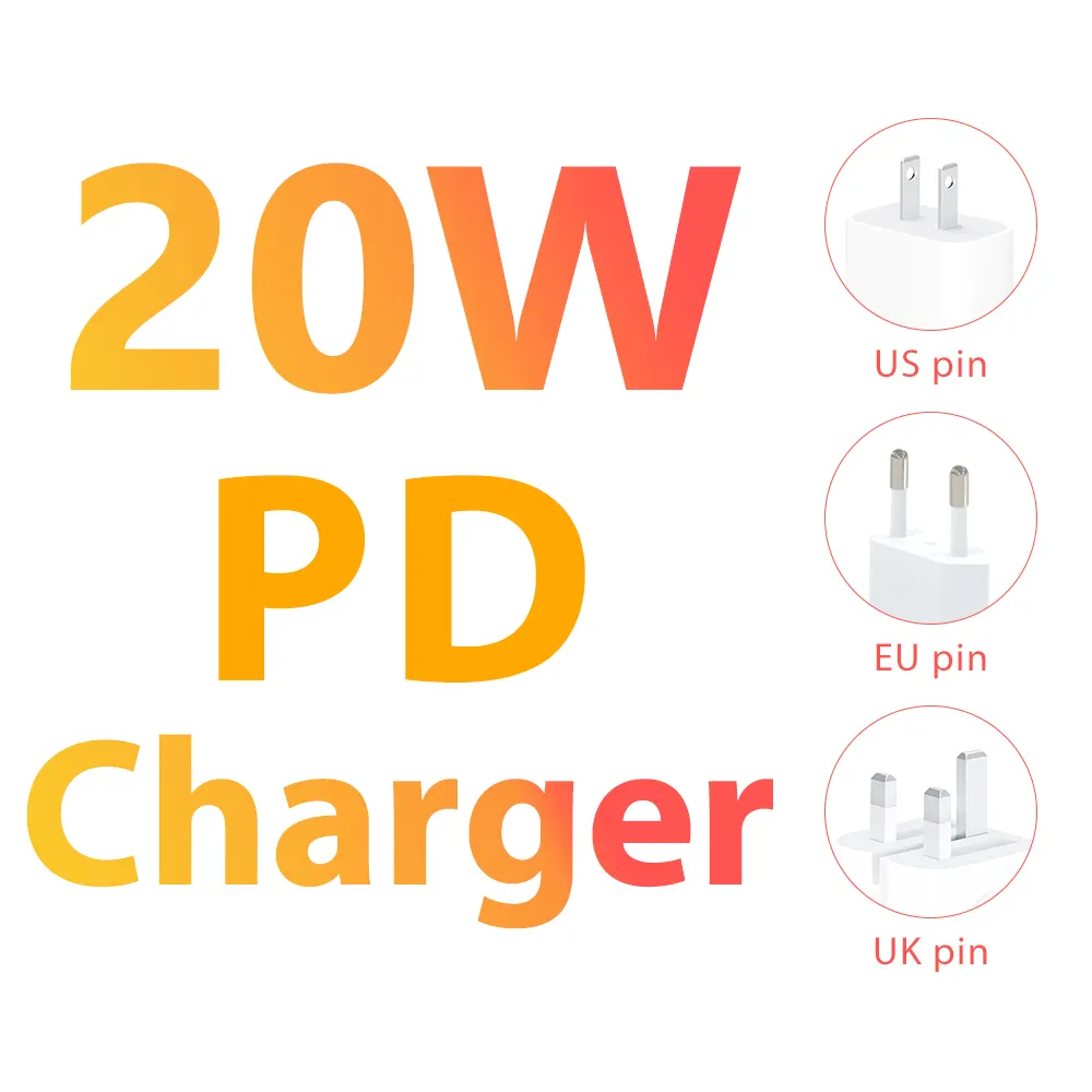 Adaptor pengisi daya cepat kualitas asli PD 20w pengisi daya US EU UK plug untuk iPhone 11 12 13 14 15 pengisi daya pro max