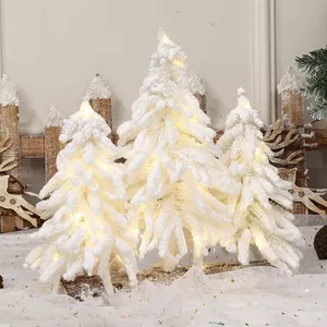 LEDライト付き中国カスタムホワイトPEクリスマスツリー35cmテーブルトップ群がっている雪のクリスマス3つの木