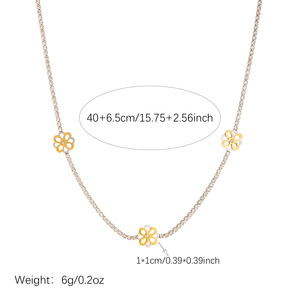 European American Fashion Full Diamond Stainless Steel Necklace With Gold Plated Silver Flower Design For Everyday Wear - Product Image 4
