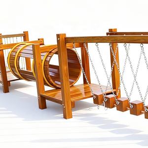 Équipement de terrain de jeu extérieur en bois personnalisé de haute qualité, série d'escalade, poutre d'équilibre pour enfants et tunnel de jeu - Product Image 5