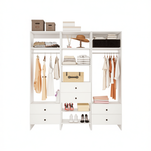 Armadio Modulare Bianco Autoportante 70.86L X 16.04P X 70.86H con Ripiani Spaziosi e Aste Appendiabiti Modello D0100HRPV92 - Product Image 1