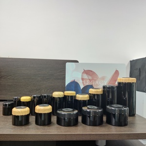 Pots en verre noir 4oz 250ml 500ml 1L Pots résistants aux UV 1 3.5 7 grammes Pot d'emballage de fleurs Thermomètre anti-odeur Récipient en verre - Product Image 6