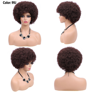 Nuovo arrivo parrucca Afro morbida per le donne parrucche ricciolute crespi con frangetta corta Afro riccia grande parrucca a sbuffo sintetica - Product Image 4