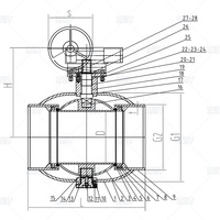 Vanne à bille fixe entièrement soudée Q367HF-16/25C CF8, vanne à bille à diamètre réduit, vanne à bille forgée, turbine bipolaire, peinture anticorrosion