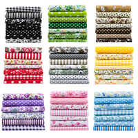 Tissu en coton patchwork imprimé floral multicolore fait main, 7 pièces, style mixte, vente en gros