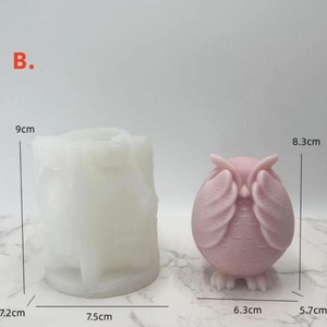 Molde de silicona 3D de búho para velas, divertidos animales de dibujos animados para adornos de resina DIY y velas aromáticas, herramientas para pasteles - Product Image 5