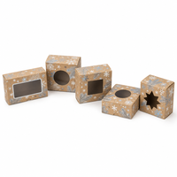 Boîte cadeau en papier bleu glacé argenté personnalisée avec fenêtre pour produits de vente au détail de Noël, marques de vente en gros