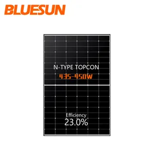 Bluesun高效太阳能电池板450w 400w N型Topcon太阳能电池板模块，带背接触焊接结构