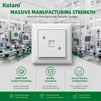 Stopkontak Telepon Dinding Standar Eropa Kolani EU Gloss White, Panel PC Tahan Api, Port RJ Standar
