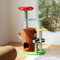 Lit d'arbre à chat multifonctionnel à 5 niveaux de style moderne et écologique Petit cadre d'escalade pour chat peu encombrant Carton en tissu peluche court