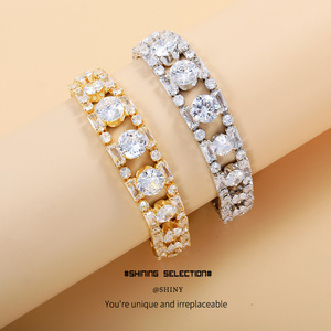 Luxury Gold Plated <b>Copper</b> Cuff <b>Bracelet</b> With Crystal Inlay For Women Party Fashion Jewelry - Product Image 3