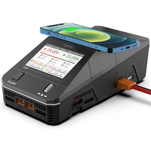 ToolkitRC Q6AC Charger AC 400W / DC 1000W 4CH Output Built-in 65W USB Output 15W Wireless Charger for LiPo NiMH PB Battery