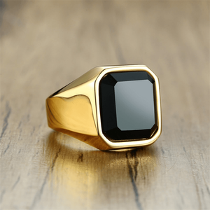 Anel masculino moderno de aço inoxidável masculino com ônix preto pedra durável Gemstone banda presente perfeito para homens - Product Image 6