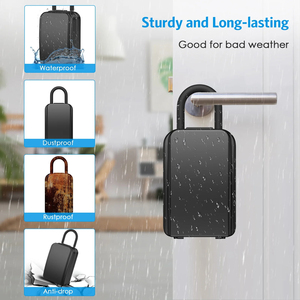 Boîte à clés extérieure portable avec serrure à combinaison à 4 chiffres, coffre-fort pour clés étanche, armoire à clés verrouillable, boîte à clés suspendue avec couvercle - Product Image 3
