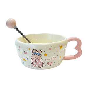 Cute Cartoon Ceramic <b>Mug</b> with Spoon and Handle for Coffee Milk Breakfast Home Office Use Single Cup Gift Set Autumn 2025 - Product Image 5