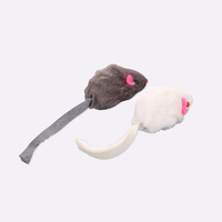 Jouet en peluche interactif pour chat en forme de souris, en fausse fourrure de lapin douce, avec son et pierre, vente en gros d'usine