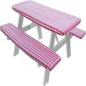 Housse de table de pique-nique et de bancs Mantel 72*30 pouces, 3 pièces, élastique, ajustée, pour le camping - Product Image 5