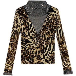 Automne hiver Sexy étoilé <span class=keywords><strong>chaud</strong></span> strass creux bas chemise femmes petite chemise à manches longues <span class=keywords><strong>T</strong></span>-<span class=keywords><strong>shirt</strong></span> haut en maille - Product Image 5