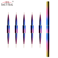 Pinceau professionnel pour vernis à ongles en nylon, double embout, manche métallique, pour polygel, différents modèles, pour manucure