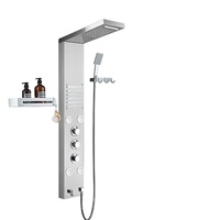 Système de panneau de douche en acier inoxydable avec affichage LED de la température, montage mural, colonne de douche multifonction pour salle de bain