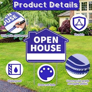 Professional Factory Customized <b>Open</b> House Moving <b>Sign</b> Letters Yard Plastic Corrugated Signs with Stakes Free Sample NR Brand - Product Image 2