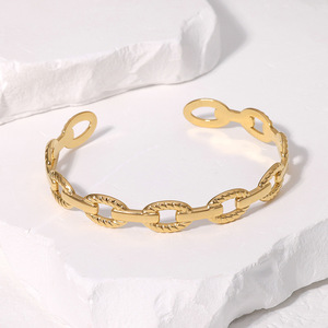 Gran oferta, brazalete de eslabones de cadena Unisex, pulsera de acero inoxidable chapada en oro, brazaletes para mujeres y hombres