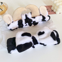 Jiamu Coréen Ins Style 3D Vache Cheveux Sangle Super Doux Mignon Blanc et Noir Corne Maquillage Bandeau Femmes En Peluche Cheveux Accessoires