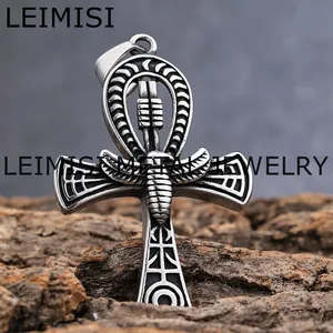 Non Tarnish Stainless Steel Ancient Egyptian Ankh Cross Pendant Necklace Waterproof Vintage Eagle Necklace Religious Jewelry