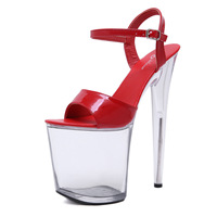 Chaussures de pole dance transparentes à talons hauts de 20 cm pour femmes, sandales exotiques pour strip-teaseuses