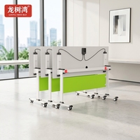 Table de formation pliante moderne avec structure métallique combinée extensible, bureau et chaise mobiles à roulettes pour salle de conférence