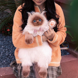 Ransel Kucing Siam Besar Simulasi DUPAN, Bahan Plush Polyester Super Lembut, Buatan Tangan, Unisex, Mirip Asli - Product Image 3