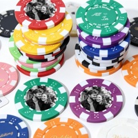 Jetons de poker personnalisés OEM/ODM en ABS avec photo/image/texte pour mariages, soirées casino et souvenirs de fiançailles – Fabriqués en Chine
