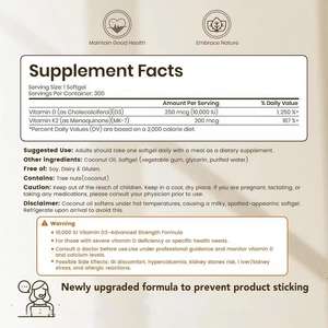 Complément alimentaire à base de vitamine D3 + K2 en capsules molles avec huile de noix de coco, marque propre OEM/ODM - Product Image 5