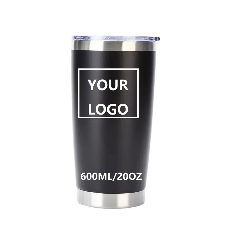Wholesale price Custom logo 20oz powder coated modern black double wall vacuum insulated stainless steel coffee travel mug