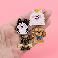 Siap Kirim Pin Enamel Lembut Bentuk Anjing Husky Poodle Doberman Lucu, Lencana Logam Kartun Kustom untuk Ransel
