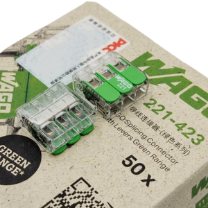 Wagos ขั้วต่อประกบ221-423พร้อมก้านขั้วต่อสายไฟ3ตัวนำ4mm2สีเขียวใส221 423ขั้วต่อ wagos - Product Image 4