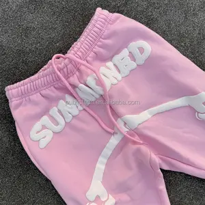 Schlussverkauf Streetwear individuelles Logo rosa schwergewicht lässig gestreckt gepolstert bedruckt Jogginghosen Herren Sweat-Flare-Hose