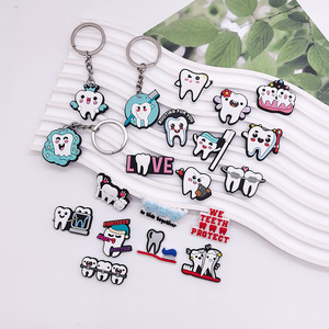 Série de protection dentaire, cadeau promotionnel personnalisé, porte-clés en plastique, porte-clés en caoutchouc PVC mignon de dessin animé, médecins, dentistes - Product Image 4