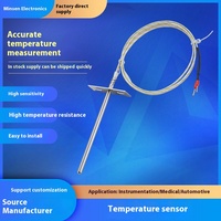 Fuente de termopar de calefacción eléctrica tipo K directa de fábrica Sonda de detección de temperatura blindada tipo tornillo M6 para temperatura de línea