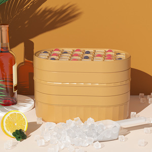 Molde de silicona portátil S267 para cubitos de hielo con tapa y caja para congelador, venta al por mayor - Product Image 3